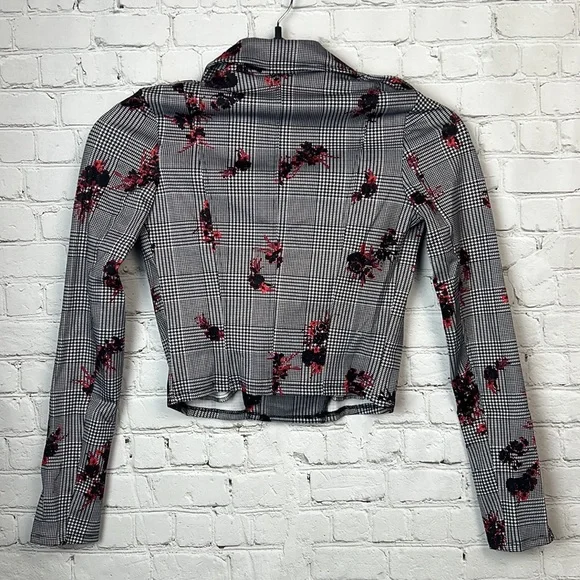 Material Girl Plaid Floral Zipper Jacket Juniors Size XS - Picture 2 of 5